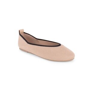 Danskin Soulful Tan Knit Ballet Flats Pointed Toe Memory Foam Vegan Womens 7.5